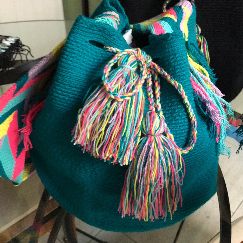 Darling bucket bag, bright colors, handmade